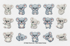 15 Bundle Watercolor Cute Koala Animal Sleeping Kids Sticker Product Image 8