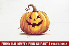 Funny Halloween Pink Clipart PNG Product Image 1
