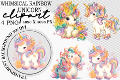 Whimsical Rainbow Unicorn Clipart Product Image 1