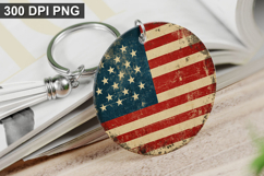 4Th Of July Flag Keychain Sublimation - Round Keychain PNG Product Image 1