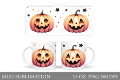 Cute Pumpkin Mug Wrap. Halloween Mug Wrap Sublimation Product Image 1