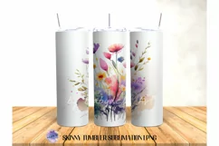 Watercolor Flower 20OZ Tumbler Sublimation Design Product Image 3