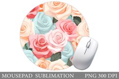 Roses Mouse Pad Design. Flowers Round Mouse Pad Product Image 1