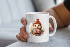 Cute Christmas Hedgehog Clipart, Hedgehog sublimation Product Image 2