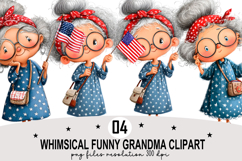 whimsical funny grandma clipart Watercolor PNG Product Image 1