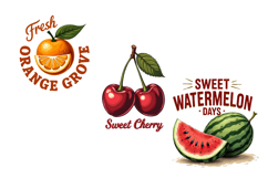 Retro Summer Fruits PNG Bundle | Vintage Fruit Sublimation Product Image 8