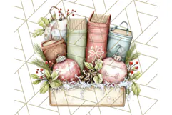 Christmas Book Clipart, Festive Reading PNG Illustrations Product Image 4
