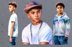 Mixed-race teenage boys clipart 28 PNG Product Image 9