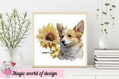 Chihuahu Dog with Sunflower png, Sublimation design Product Image 3