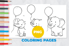 Elephant with a Balloon Coloring Pages | Coloring book Product Image 1