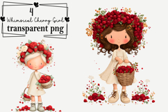 Whimsical Cherry Girl Clipart Watercolor PNG Product Image 1