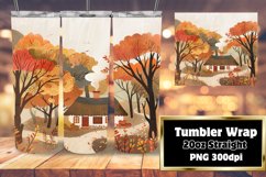 Fall Landscape 20oz Tumbler Wrap | Watercolor Sublimation Product Image 1