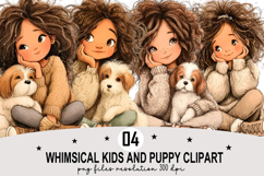 Whimsical Kids Puppy Clipart Watercolor PNG Product Image 1