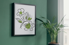 Floral Outline Green Accent Embroidery Design File Product Image 8