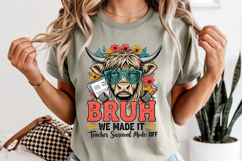 Bruh We Made It PNG, Graduation Highland Cow Sublimation Product Image 6