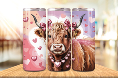Valentine’s Day Highland Cow Tumbler Wrap PNG Big Bundle Product Image 7