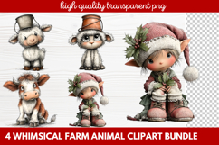 4 Whimsical Farm Animal Clipart | Cute Farm Animals PNG Set Product Image 1