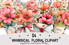 Whimsical Floral Clipart Watercolor Png Product Image 1