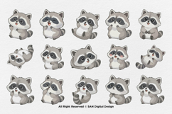 15 Bundle Watercolor Raccoon Cute Baby Animal Forest Wild Product Image 8