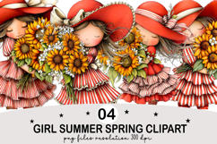 Girl Summer Spring Clipart png Watercolor png Product Image 1
