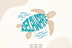 Delaware SVG | Sea Turtle Word Art | Coastal PNG | Beach Cut Product Image 2