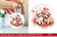 Dog Valentine&#039;s Day Keychain Sublimation PNG Design Product Image 1