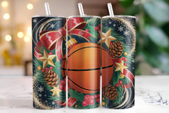 Merry Basketball Tumbler Wrap | Christmas Wrap Product Image 1