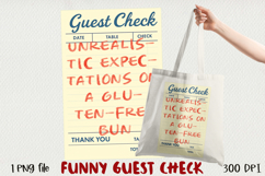Funny Guest Check PNG Vintage Diner Style, Sublimation PNG. Product Image 1