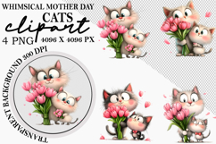 Whimsical Mother Day Cats Clipart Png Product Image 1