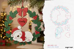 Sleeping Bear Christmas Ornament Laser Cut | Glowforge | SVG Product Image 2