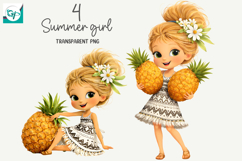 Whimsical Summer Fruit Girls Clipart, Summer Girls Clipart Product Image 1