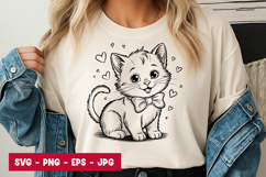 Cute Baby Cat Cartoon Animal Art SVG PNG Product Image 1