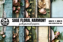 Sage Floral Harmony Junk Journal Bundle PNG Product Image 9