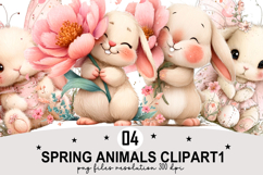 Whimsical Spring Animals Clipart Watercolor png Product Image 1
