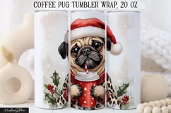 Cute Pug Coffee Tumbler Wrap|Sublimation PNG. Product Image 1