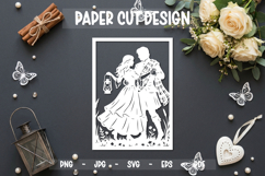 Romantic Couple Paper Cut Card, 5x7 Paper cut Product Image 1