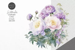Peony bouquet clipart, Flowers clipart, Peony Product Image 1
