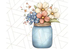 Flowers in Glass Jars PNG, Rustic Floral Watercolor Clipart Product Image 4