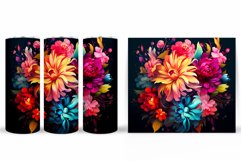 Flowers Tumbler Wrap Design. Sublimation Tumbler Flowers Product Image 2