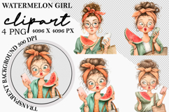 Whimsical Watermelon Girl Clipart Watercolor Png Product Image 1