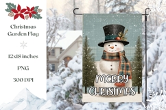 Christmas Snowman Garden Flag Design, Welcome Garden Flag Product Image 1