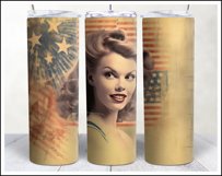 Retro American Girl Tumbler Sublimation Wrap Design 4th July Product Image 19