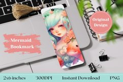 Mermaid Bookmark Template, Kawaii Mermaid Sublimation Design Product Image 1