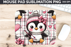 Watercolor Penguin Mouse Pad Sublimation - Valentines PNG Product Image 1