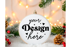 Round Christmas ornament white blank mockup Product Image 1