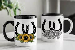 Two Horseshoes SVG cut file, horseshoe sunflowers cricut cut Product Image 3