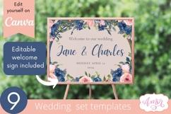 Navy and Pink Floral Wedding Canva Templates Bundle Product Image 7