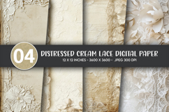 Distressed cream lace digital paper Product Image 1