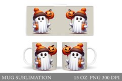 Cute Ghost Mug Design. Cute Halloween Mug Sublimation Product Image 1