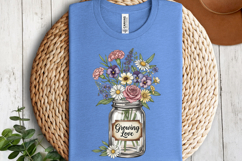 Growing Love PNG, Vintage Floral Mason Jar Sublimation Product Image 8